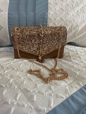 Sparkle Rose Gold Chain Shoulder Bag - Women